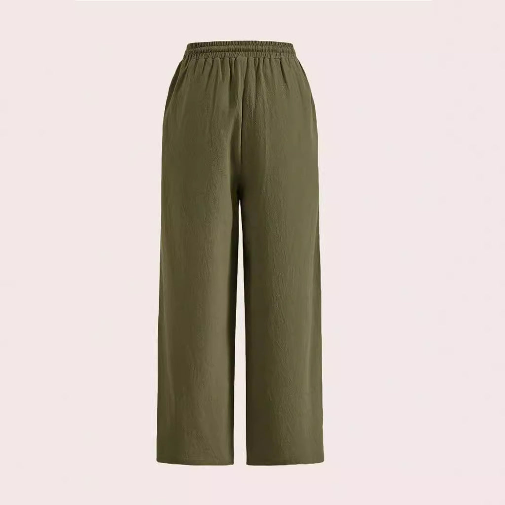 Pantaloni casual da donna con coulisse a tinta unita con tasca dritta