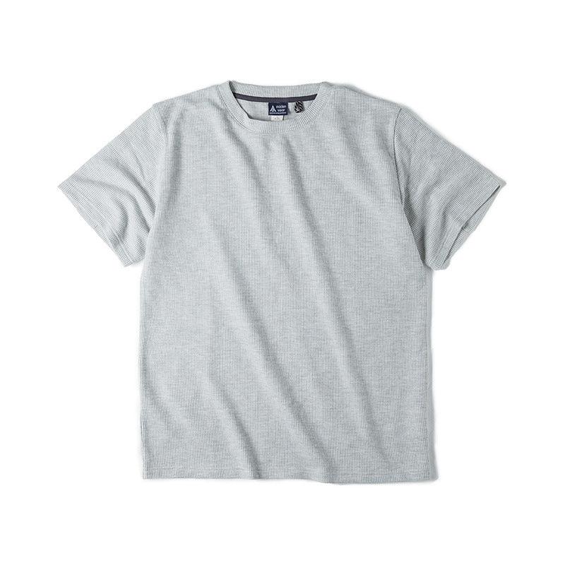 Waffle Round Neck Knitted Short Sleeve T-shirt Half Sleeve Bottoming Shirt - VAleG