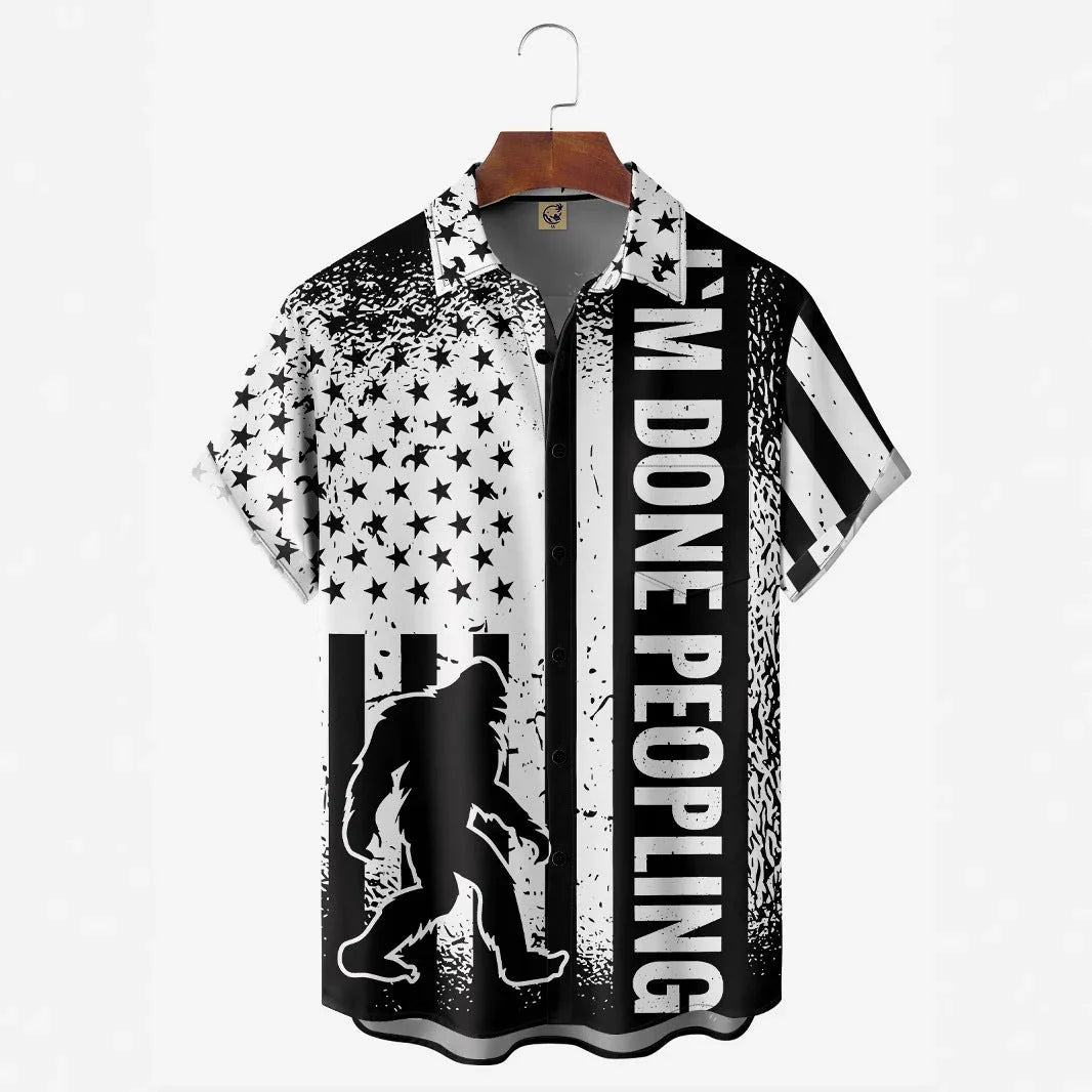 Creative 3D Digital Printing Stylish Loose Short Sleeve Shirt - VAleG