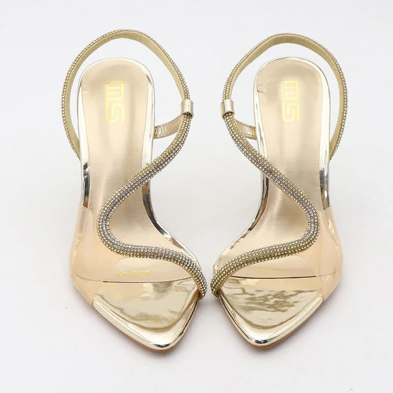European And American Rhinestone Transparent High Heels Comfortable - VAleG