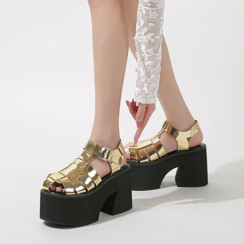 Summer Chunky Heel Platform High Heel Sandals Muffin - VAleG