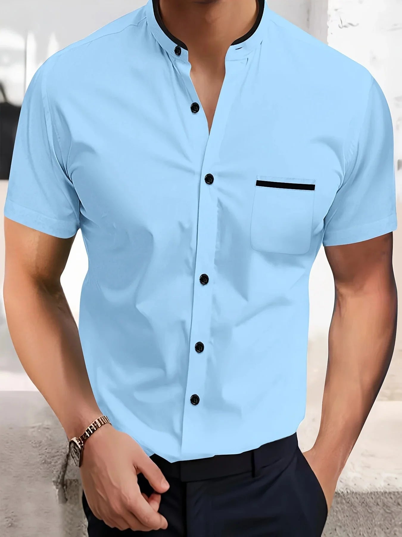 Solid Color Shirt Korean Summer New Button Short Sleeve - VAleG