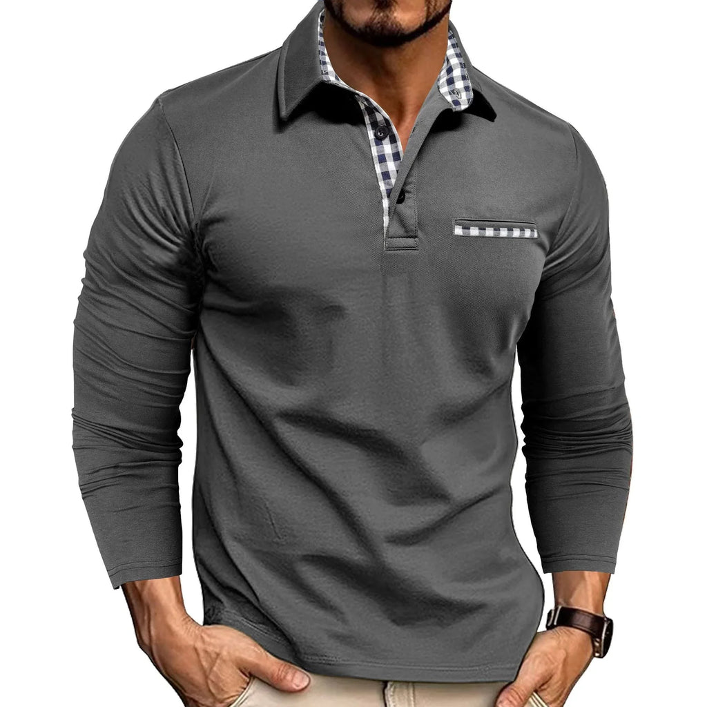 Men's Casual Fashion Colorblock Polo Shirt - VAleG