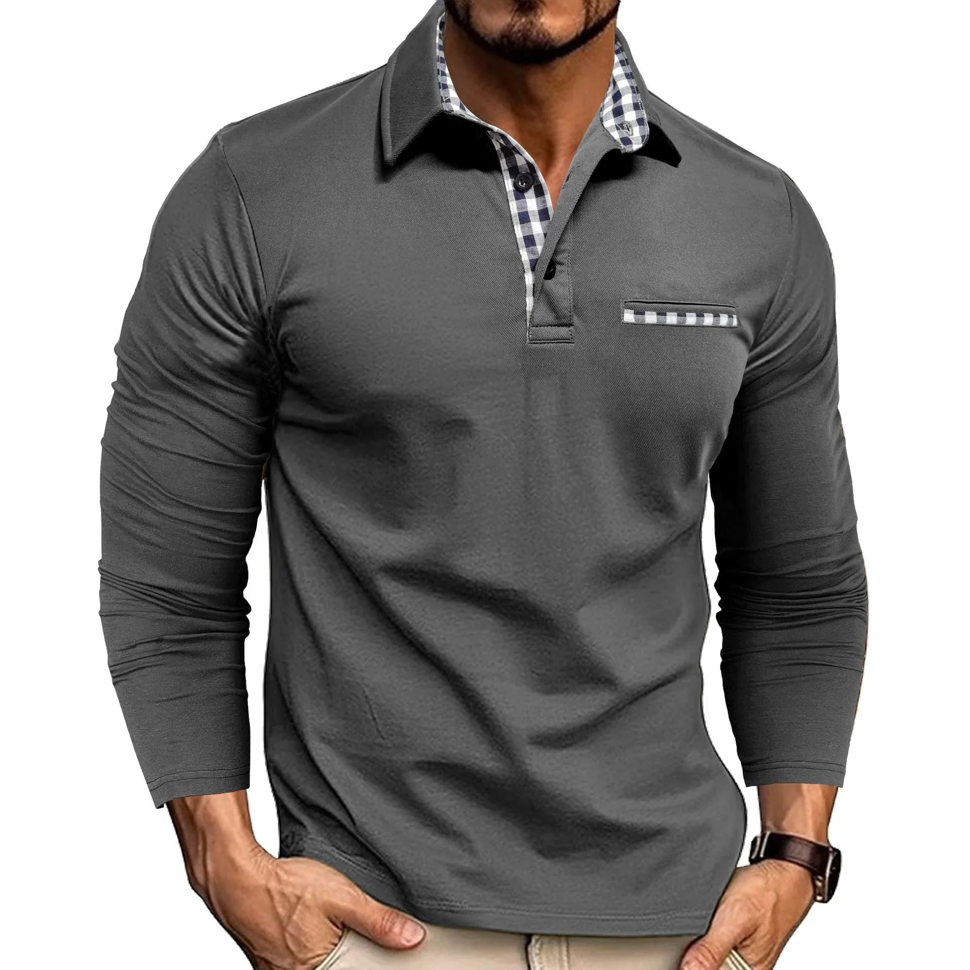 Men's Casual Fashion Colorblock Polo Shirt - VAleG