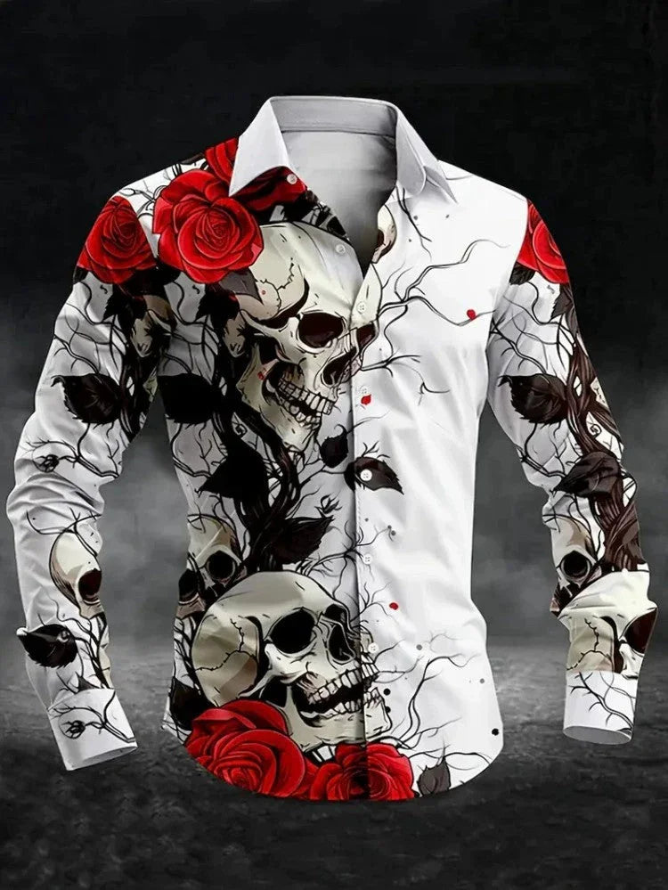 European And American Spring And Autumn Leisure Personalized Trendy Men Long Sleeve 3D Printed Shirt - VAleG