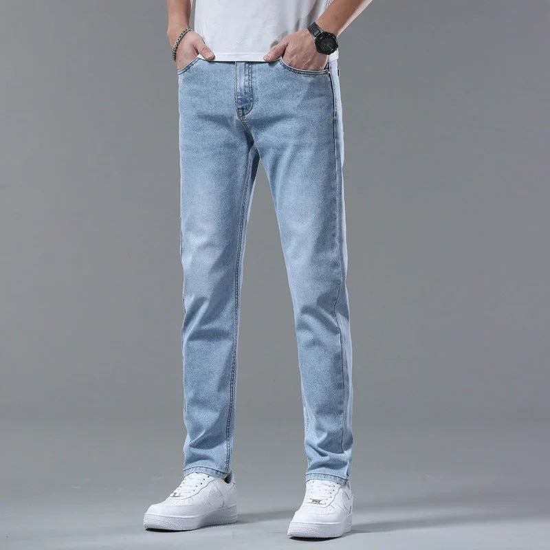 Men's Pants Stretch Slim-fitting Small Straight Trousers - VAleG