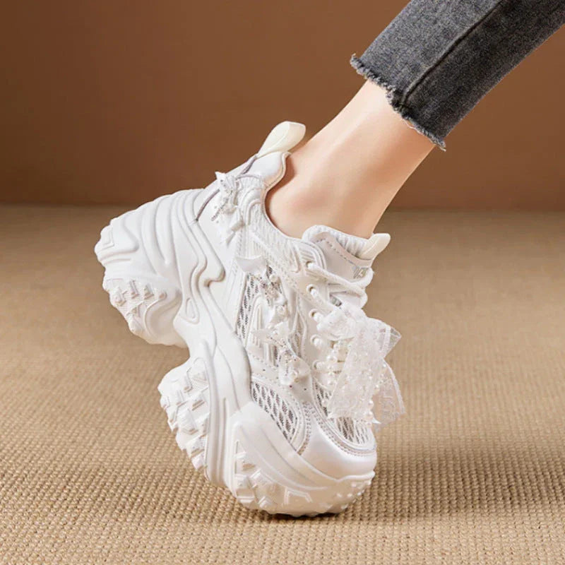 Mesh Surface Breathable Casual Versatile Thick Bottom Height Increasing Shoes - VAleG