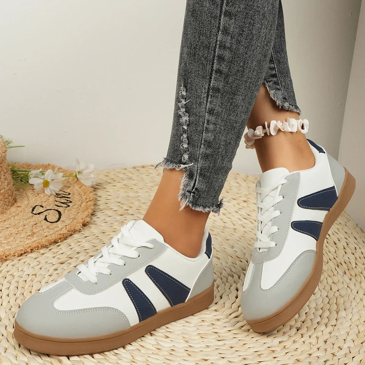 Women's Fashion Colorblock Flat Casual Shoes - VAleG