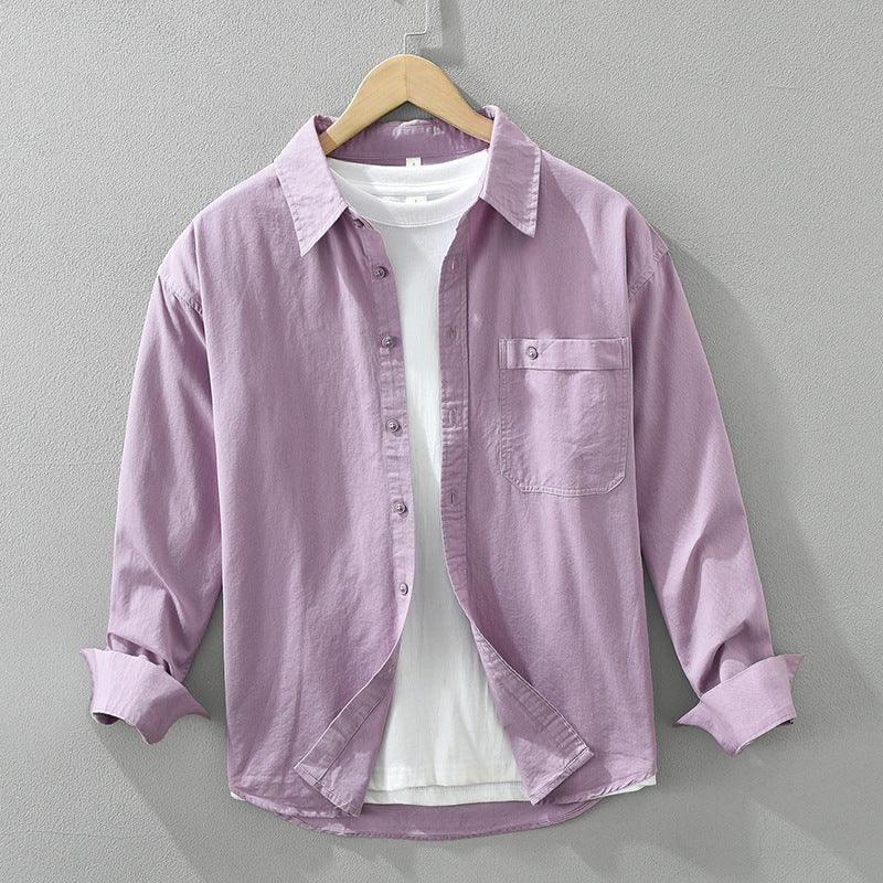 Japanese Style Simple Long Sleeve Shirt Men's New Fashion Casual - VAleG