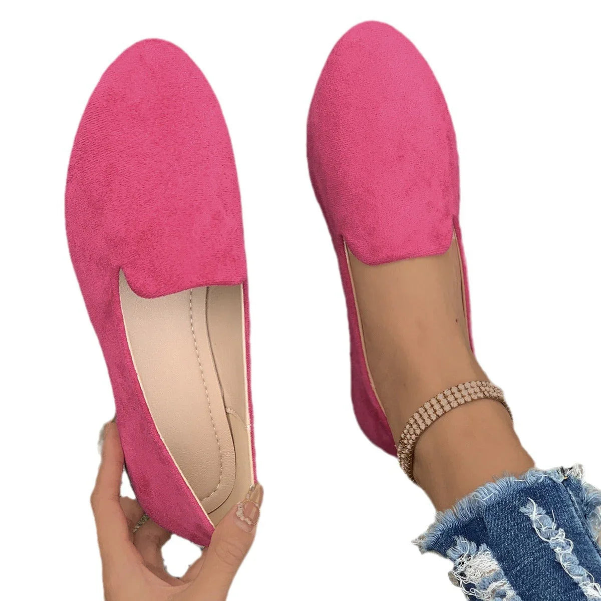 Women's Leisure Thin Shoes Low-cut Flat Round Head - VAleG