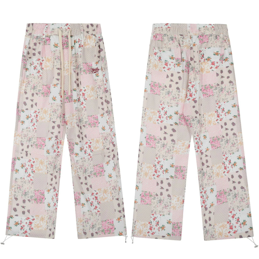 American Retro Hot Girl Floral Plaid Casual Trousers - VAleG