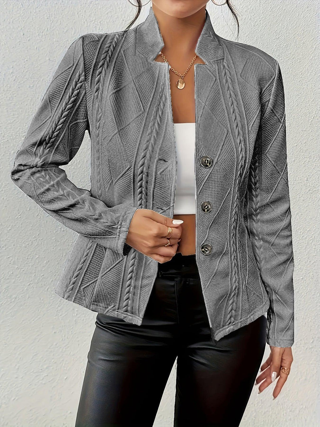 Button Pattern Small Suit Jacket - VAleG