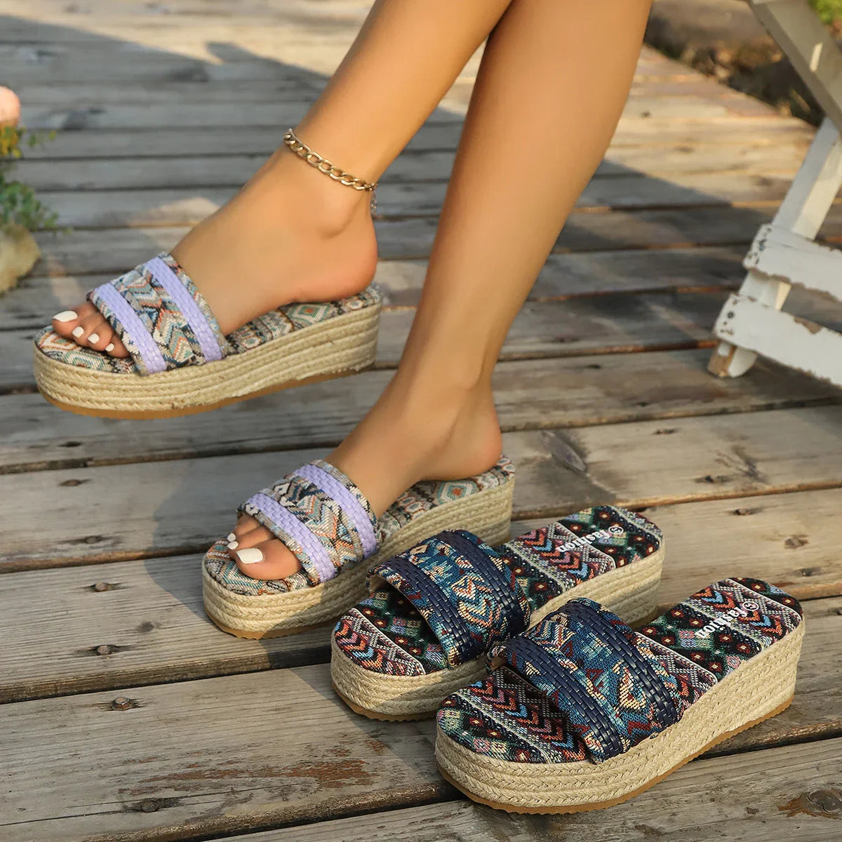 Rope Bottom Sponge Cake Slipper Female Plus Size - VAleG