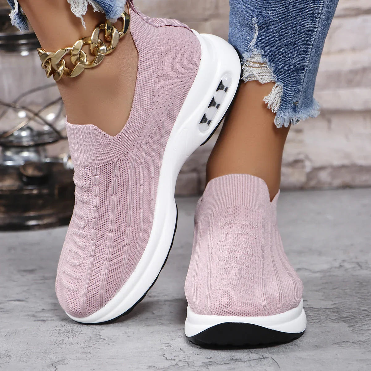 Plus Size Flying Woven Breathable Sports Shoes Women - VAleG