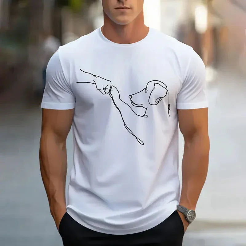 Printed T-shirt Men's Short-sleeved Pattern Top - VAleG