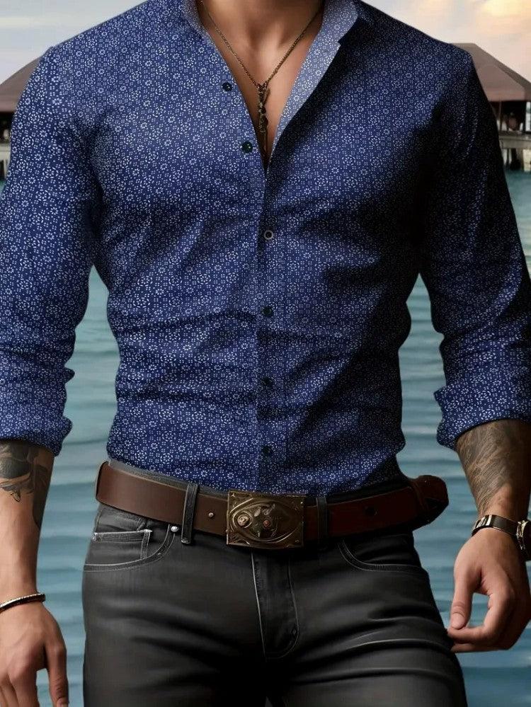 European And American Spring And Autumn Leisure Personalized Trendy Men Long Sleeve 3D Printed Shirt - VAleG