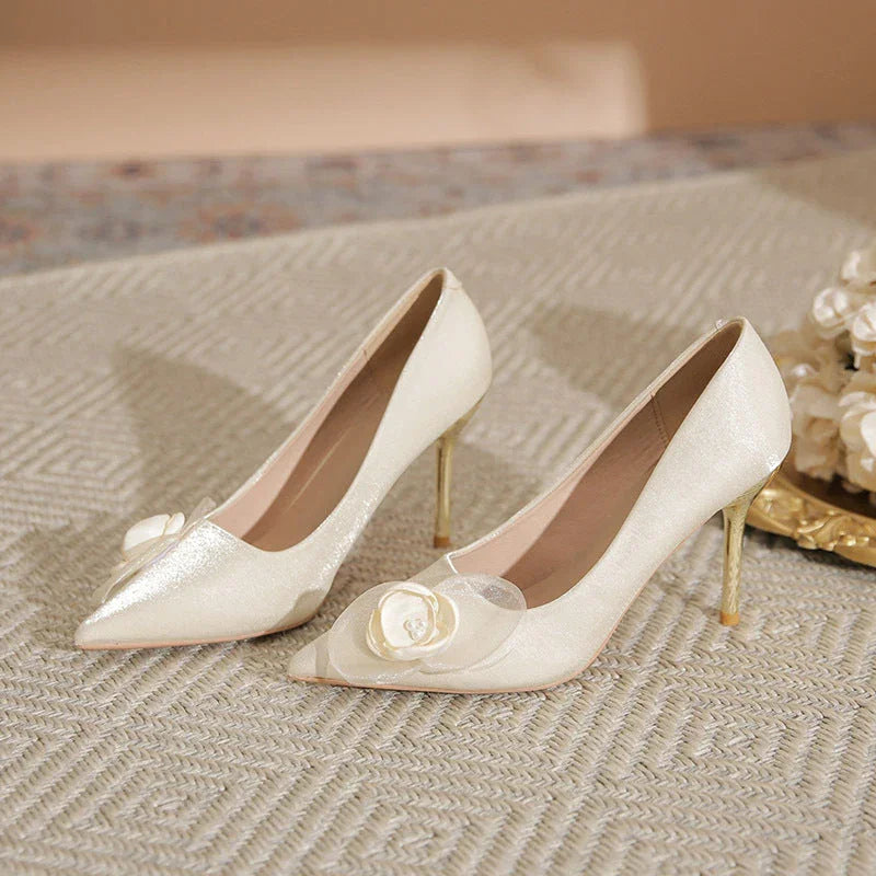 Wedding Shoes Stiletto High-end Applique High Heels - VAleG