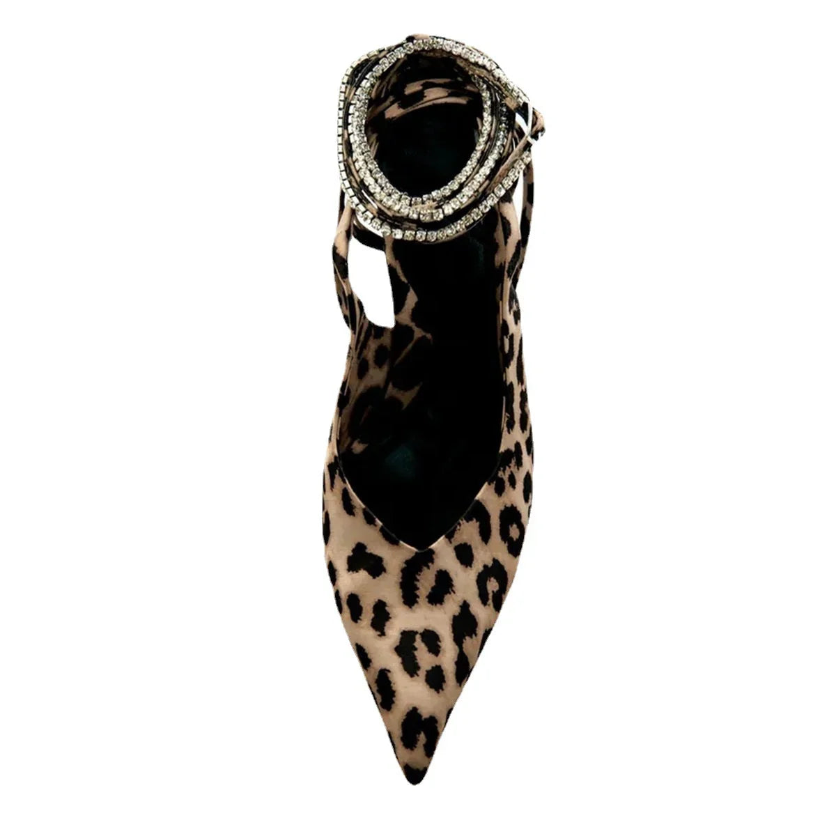 Personalized Leopard Print Suede Mid Heel Pointed Toe Strap Sandals - VAleG