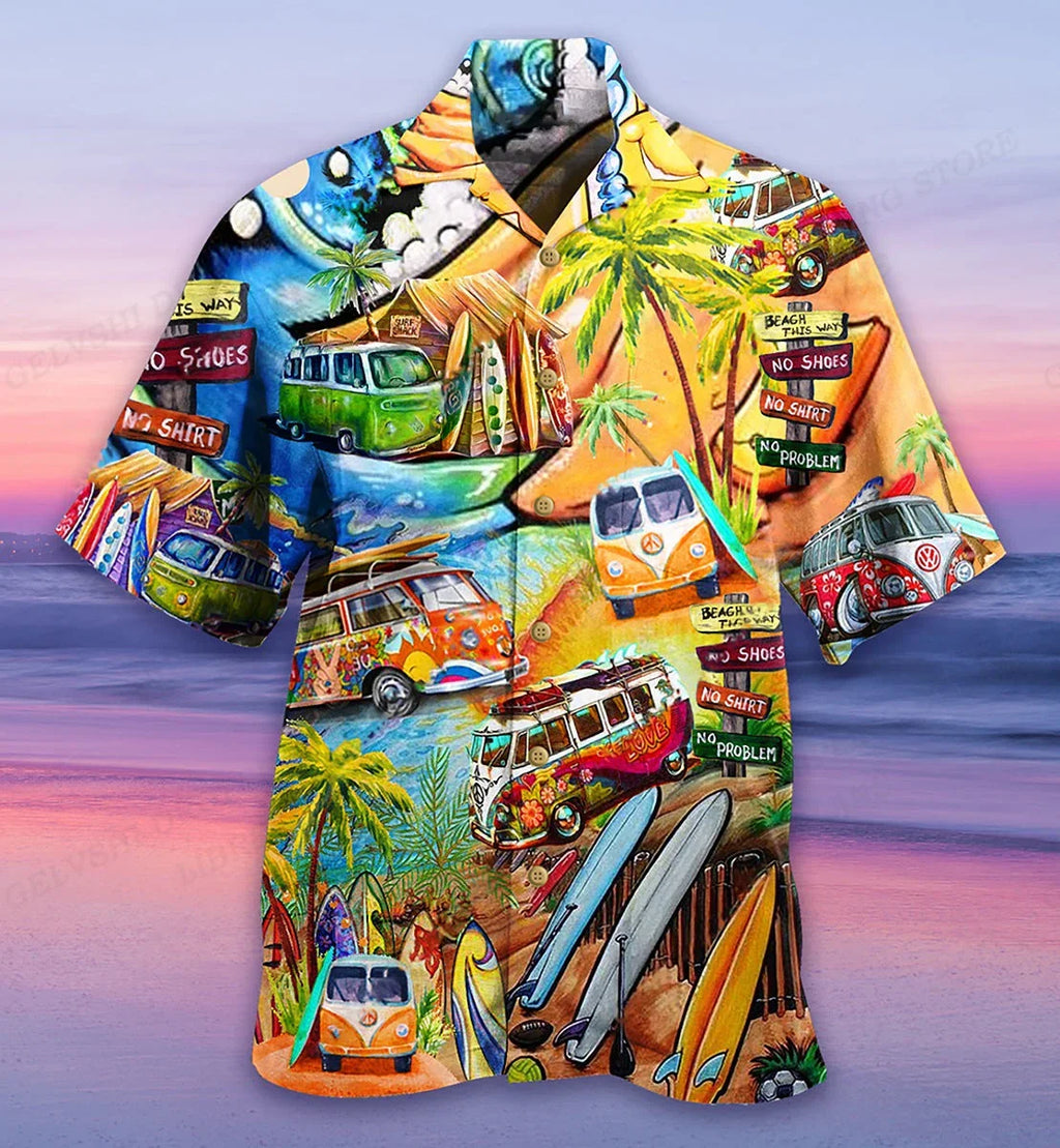 Fashion Bus Pattern Summer Men's Casual Shirt - VAleG