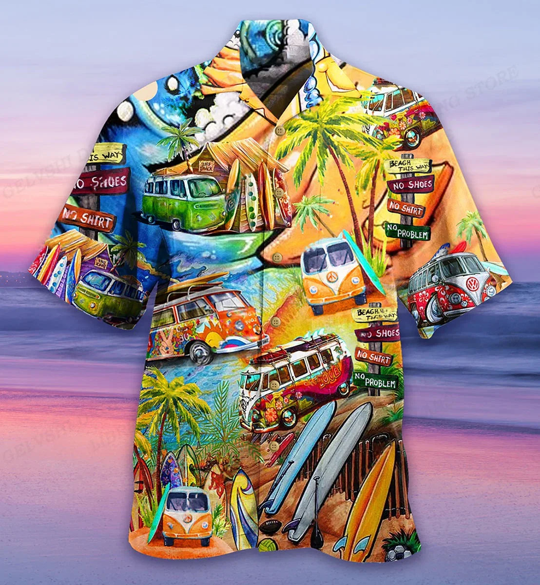 Fashion Bus Pattern Summer Men's Casual Shirt - VAleG