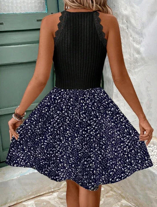 Women's Lace Slim Fit Patchwork Fashion Slim Sleeveless Dress - VAleG