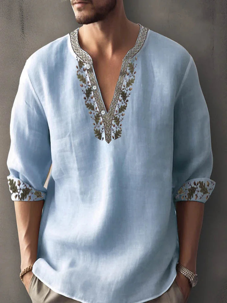 3D Digital Printing Bamboo Linen Long Sleeve European And American - VAleG
