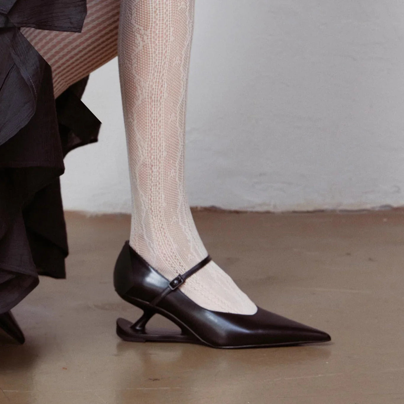 Heel Mary Jane Leather Shoes - VAleG