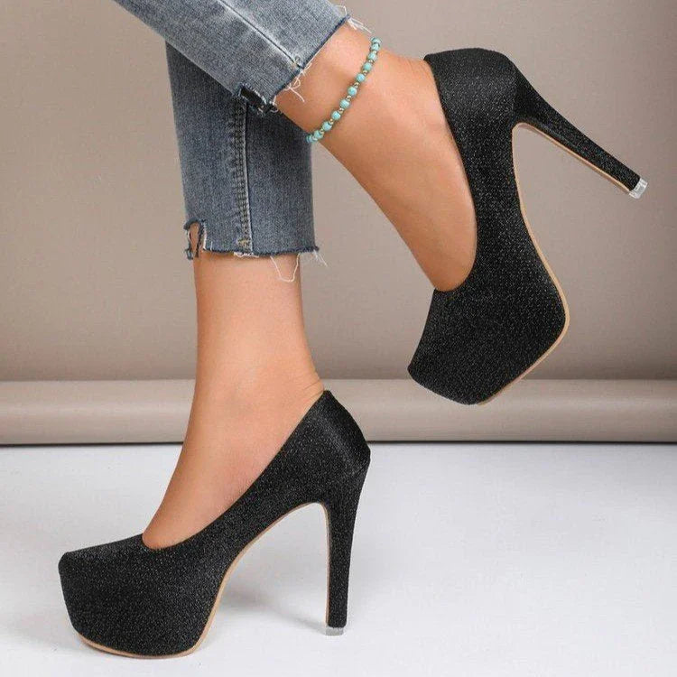 High Heel Stiletto Round Toe Sequin Fashion Nightclub - VAleG