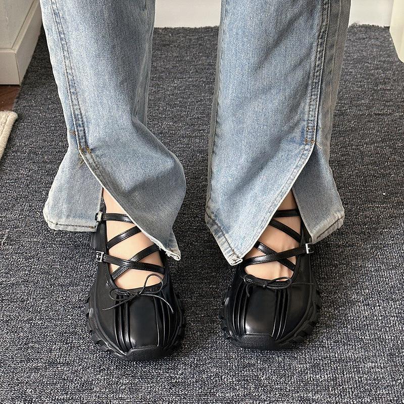 Women's Summer Retro Casual French Bowknot Shoes - VAleG