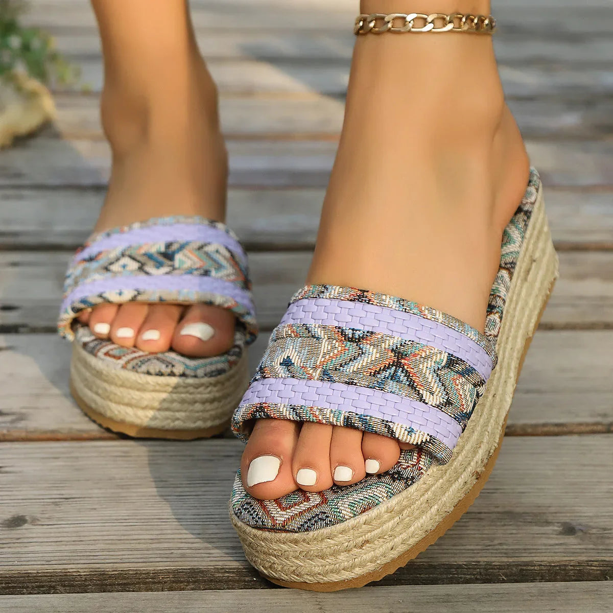 Rope Bottom Sponge Cake Slipper Female Plus Size - VAleG