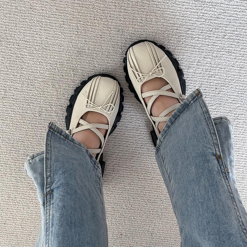 Women's Summer Retro Casual French Bowknot Shoes - VAleG