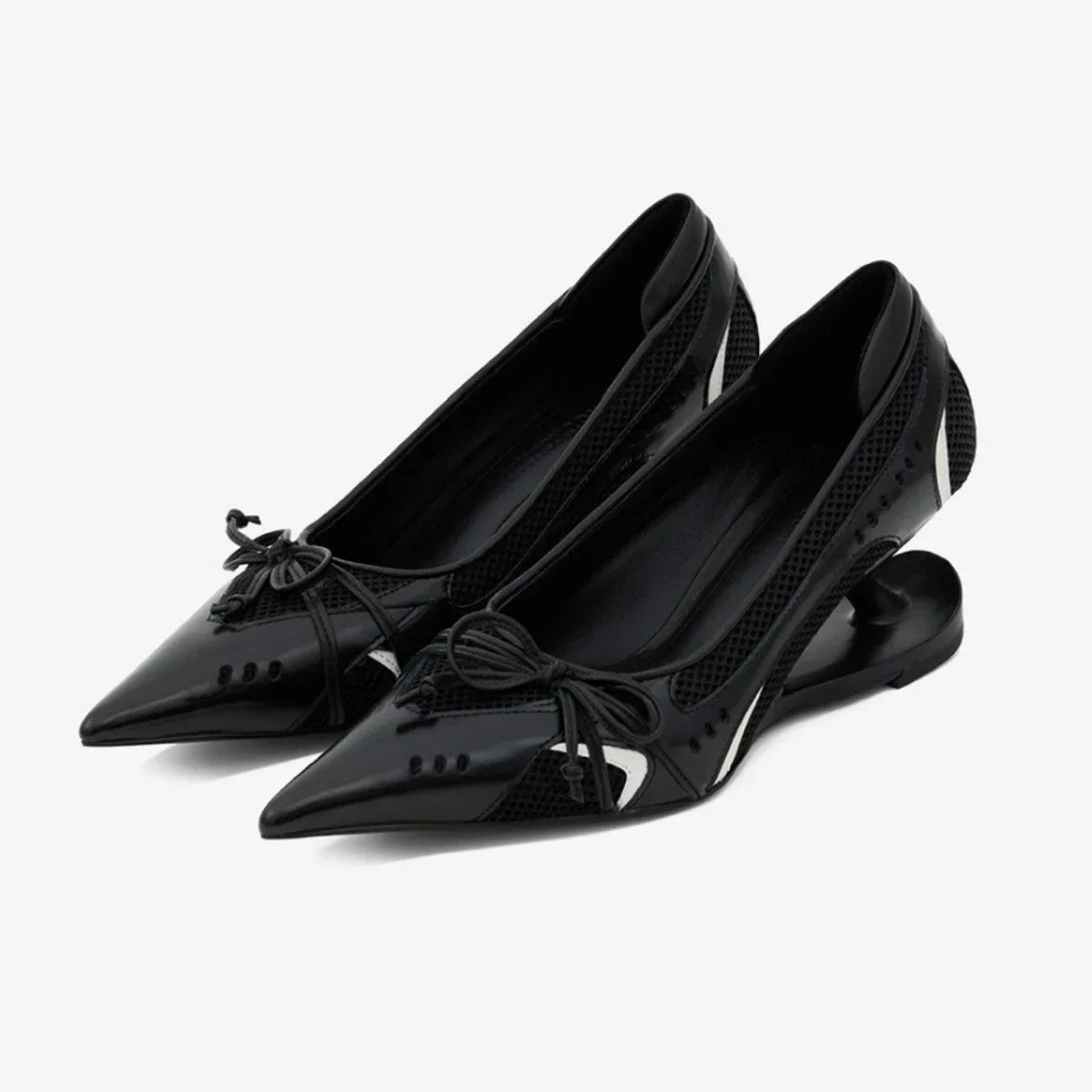 Retro Racing Shoes Suspension Profiled Heel Pointed Low-cut High Heels - VAleG