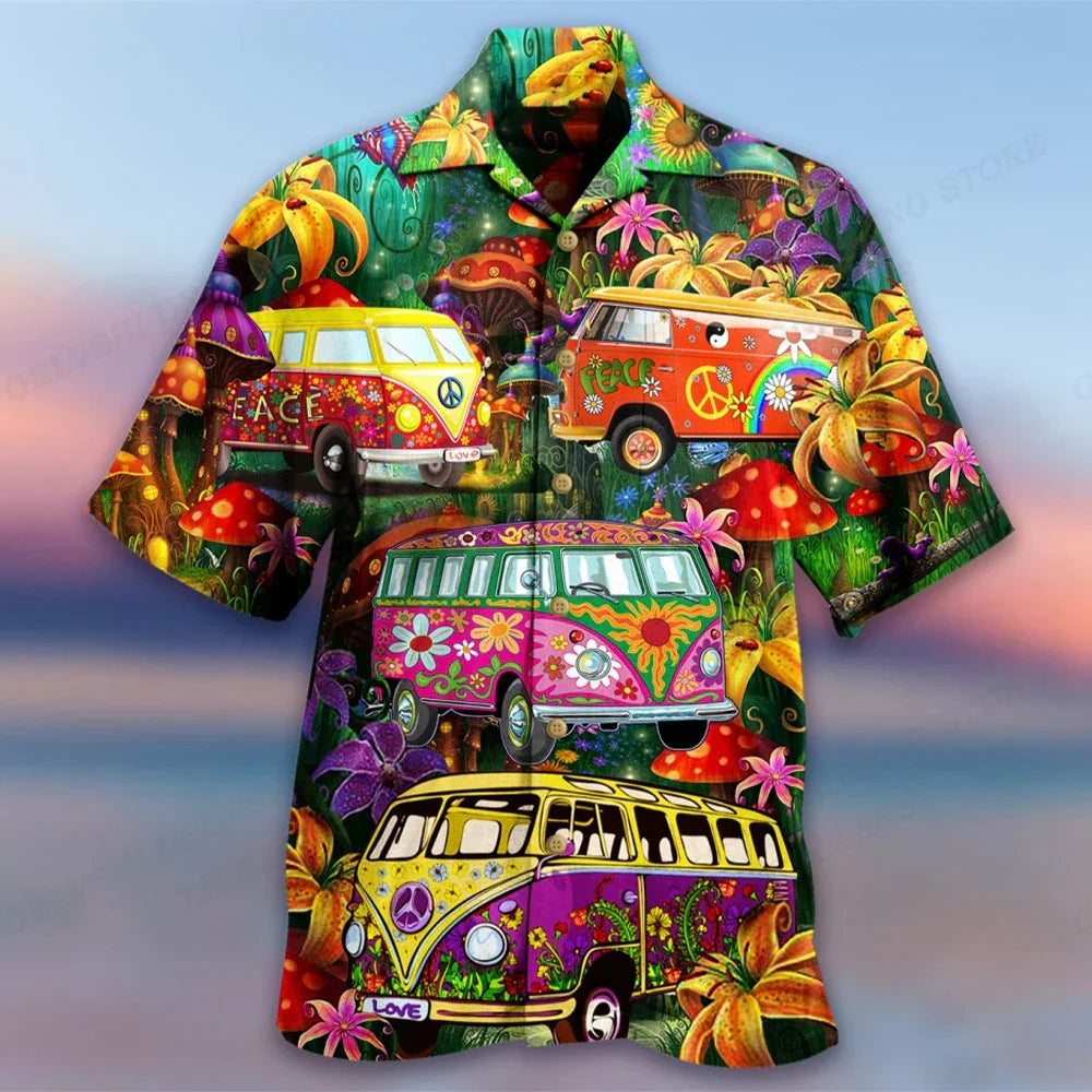 Fashion Bus Pattern Summer Men's Casual Shirt - VAleG