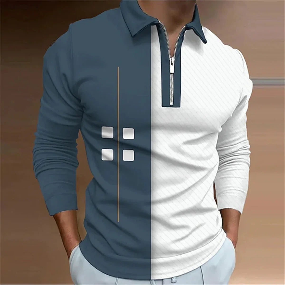 European And American Men's Lapel Polo Shirt Fashion Casual Long Sleeve - VAleG