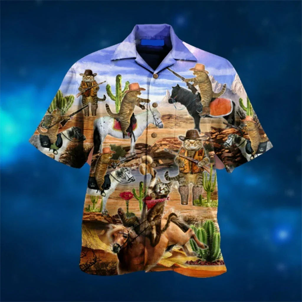 Fashion Bus Pattern Summer Men's Casual Shirt - VAleG