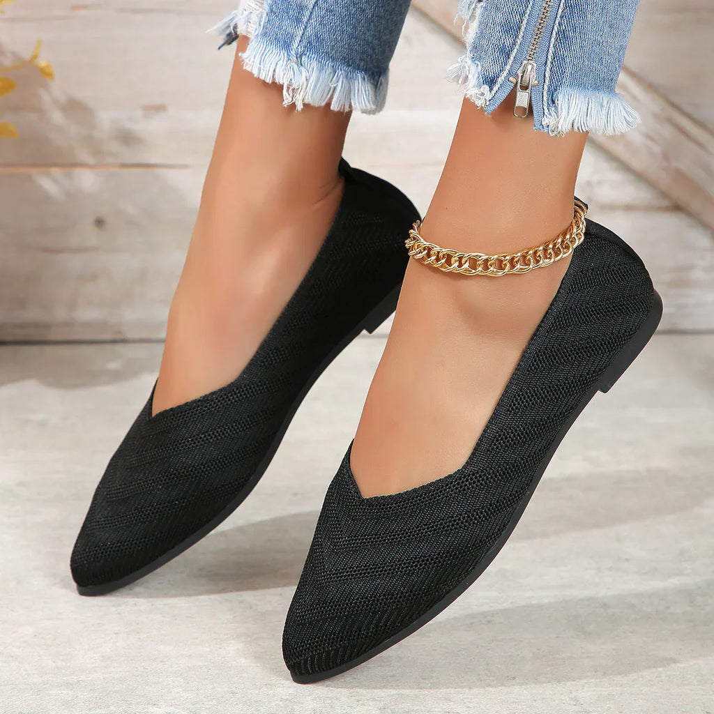 Plus Size Shallow Mouth Flyknit Pumps Popular Pointed-toe Slip-on - VAleG