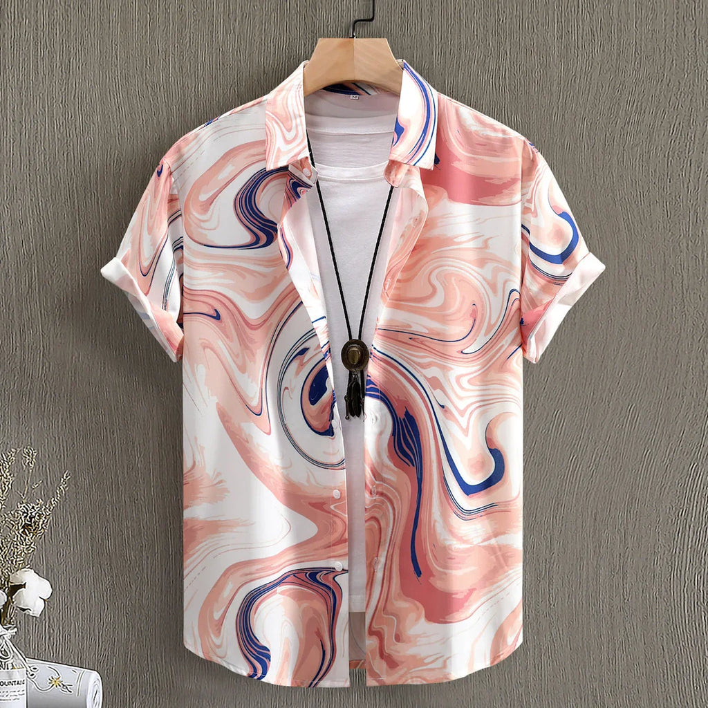 Fashion Digital Printing Men's Short Sleeve Shirt - VAleG