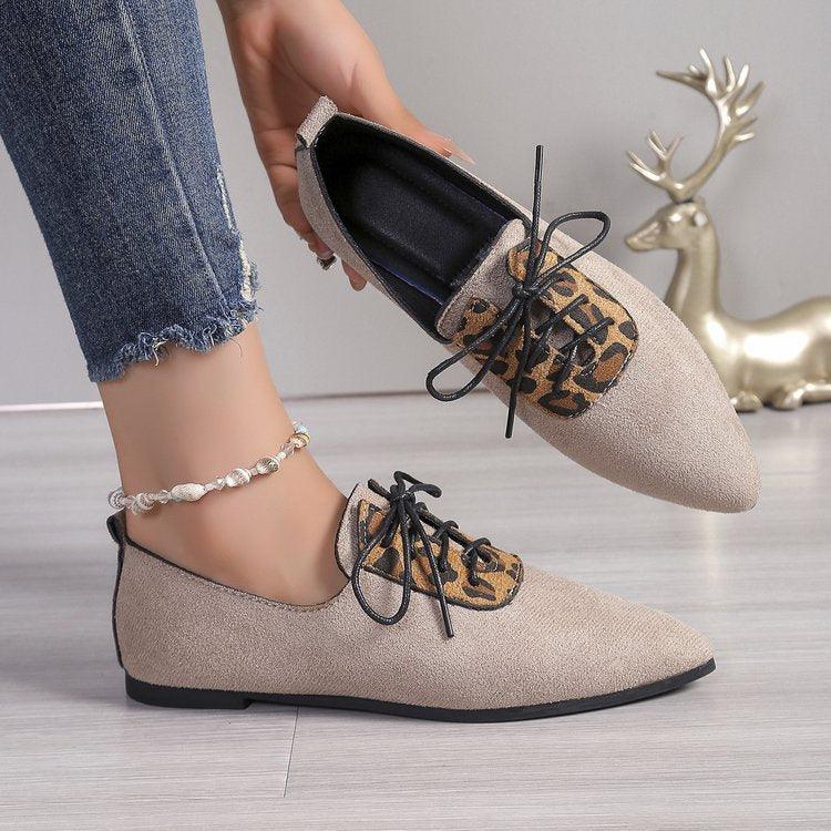Plus Size Leopard Print Pumps Female Pointed Toe - VAleG