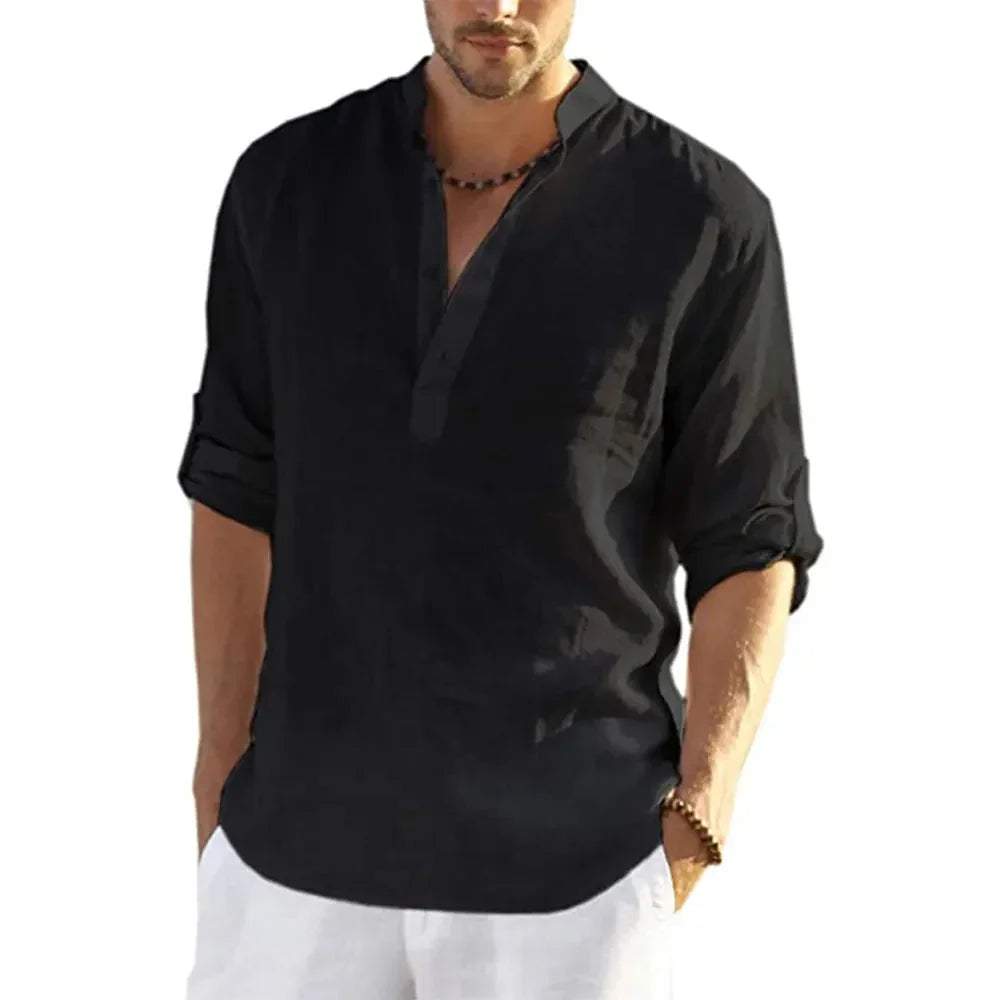 Casual Linen Shirt Solid Color - VAleG