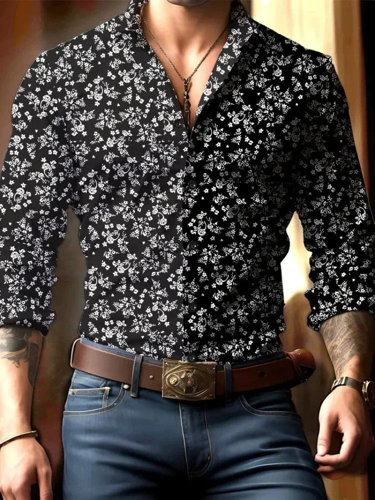 European And American Spring And Autumn Leisure Personalized Trendy Men Long Sleeve 3D Printed Shirt - VAleG
