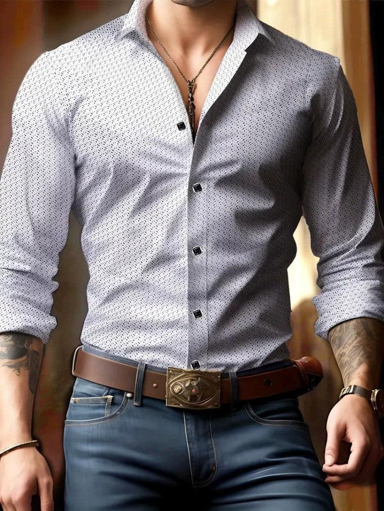 European And American Spring And Autumn Leisure Personalized Trendy Men Long Sleeve 3D Printed Shirt - VAleG