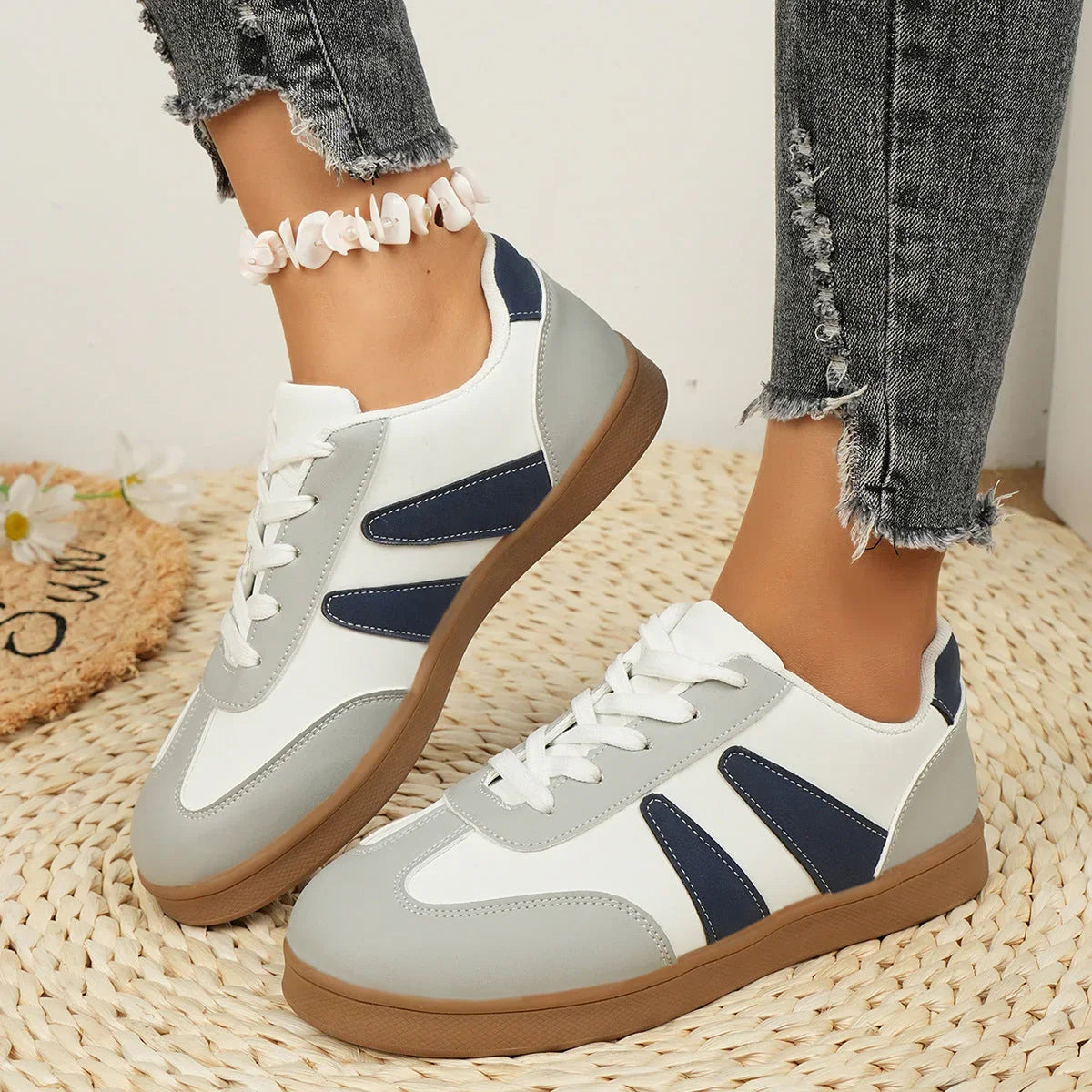 Women's Fashion Colorblock Flat Casual Shoes - VAleG