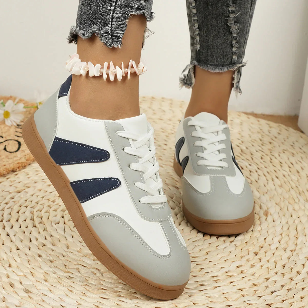 Women's Fashion Colorblock Flat Casual Shoes - VAleG
