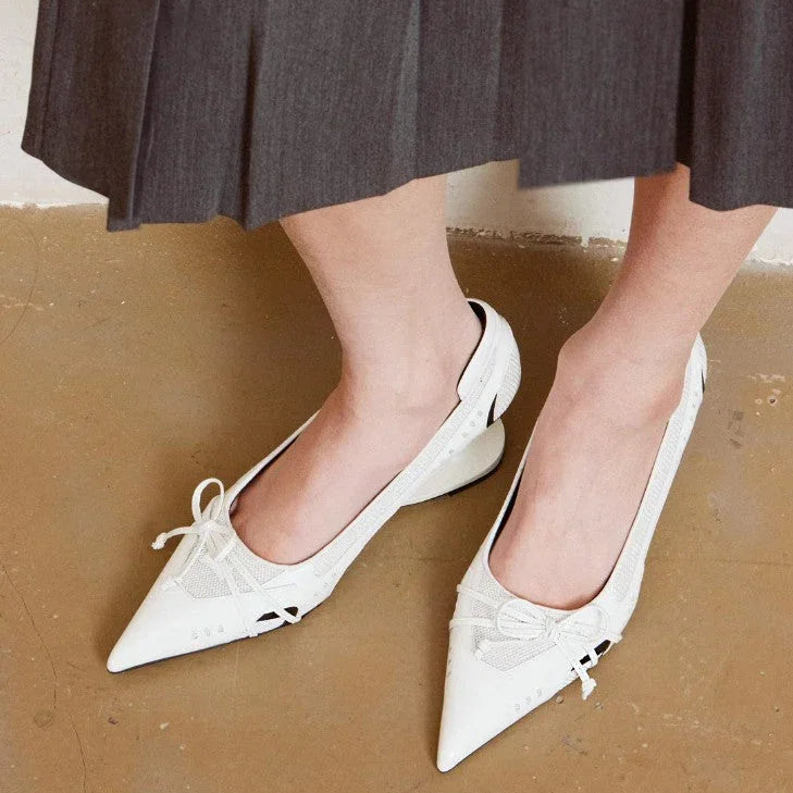 Retro Racing Shoes Suspension Profiled Heel Pointed Low-cut High Heels - VAleG