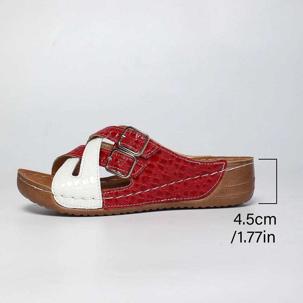 Women's European And American Color Matching Belt Buckle Sandals - VAleG