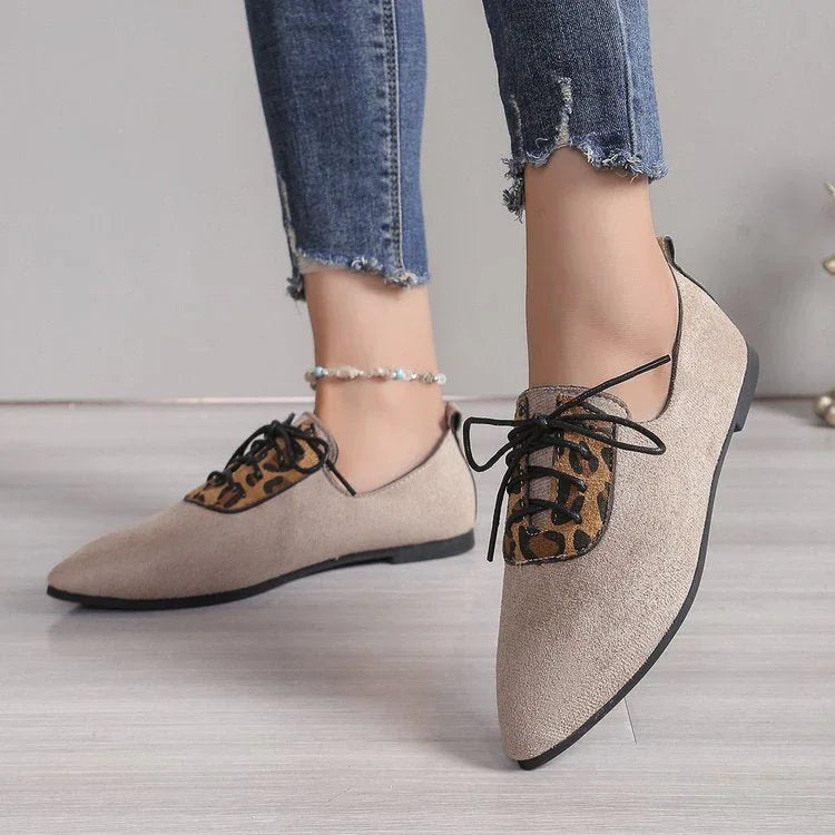 Plus Size Leopard Print Pumps Female Pointed Toe - VAleG