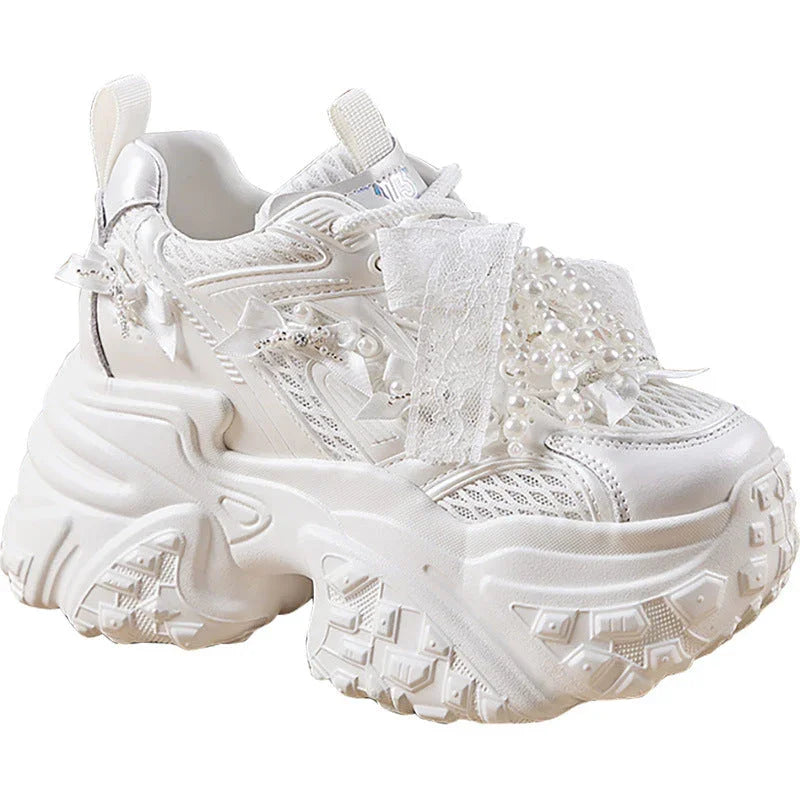 Mesh Surface Breathable Casual Versatile Thick Bottom Height Increasing Shoes - VAleG