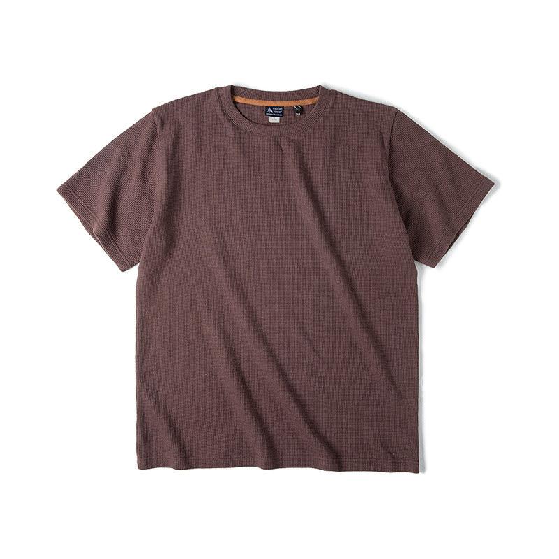 Waffle Round Neck Knitted Short Sleeve T-shirt Half Sleeve Bottoming Shirt - VAleG