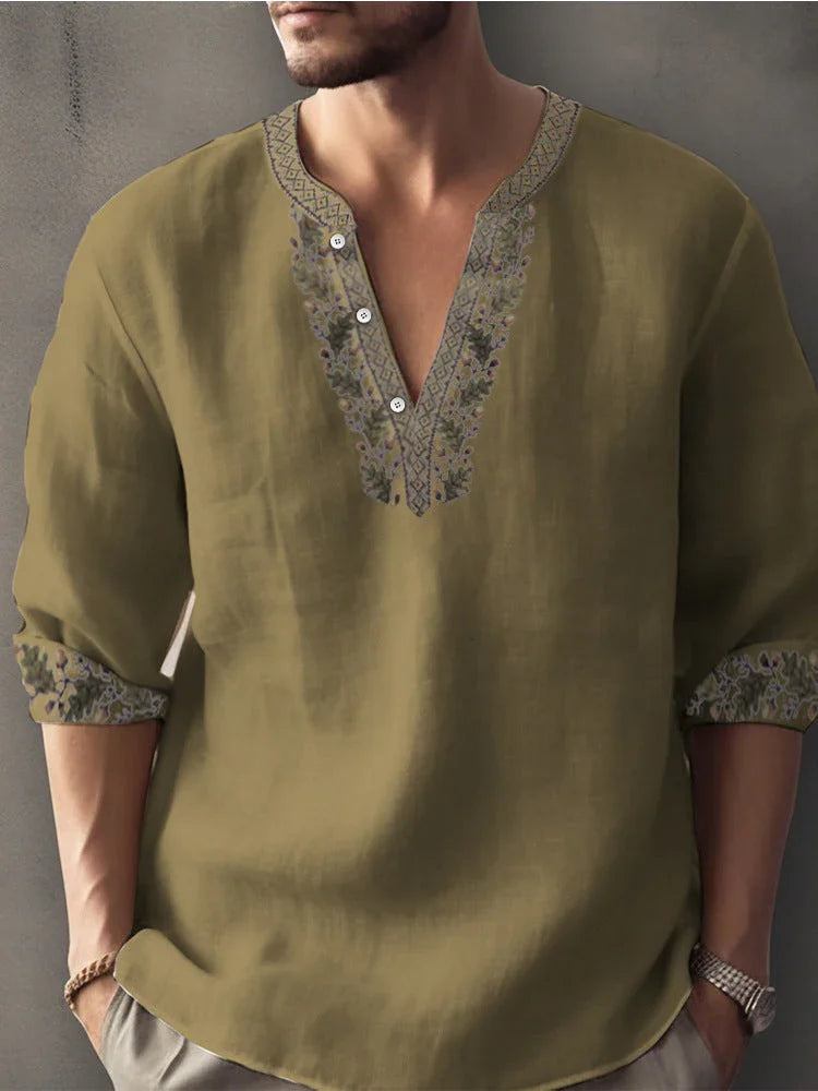 3D Digital Printing Bamboo Linen Long Sleeve European And American - VAleG