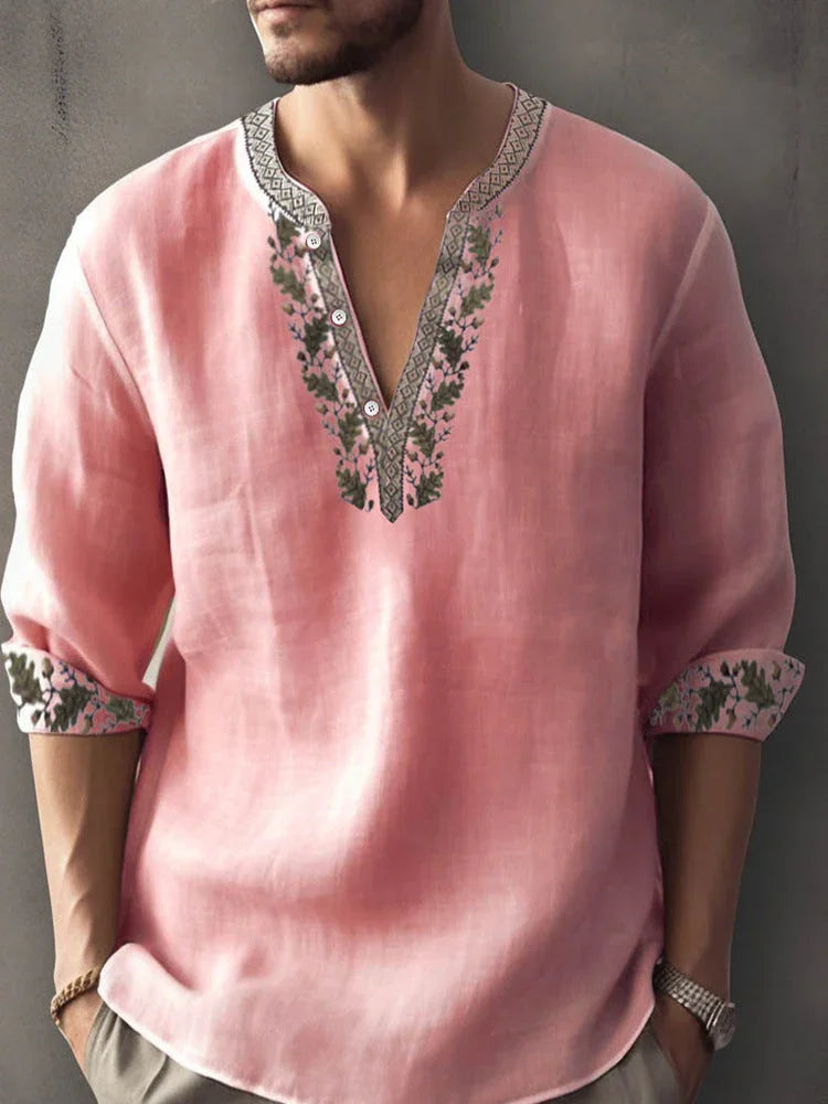 3D Digital Printing Bamboo Linen Long Sleeve European And American - VAleG